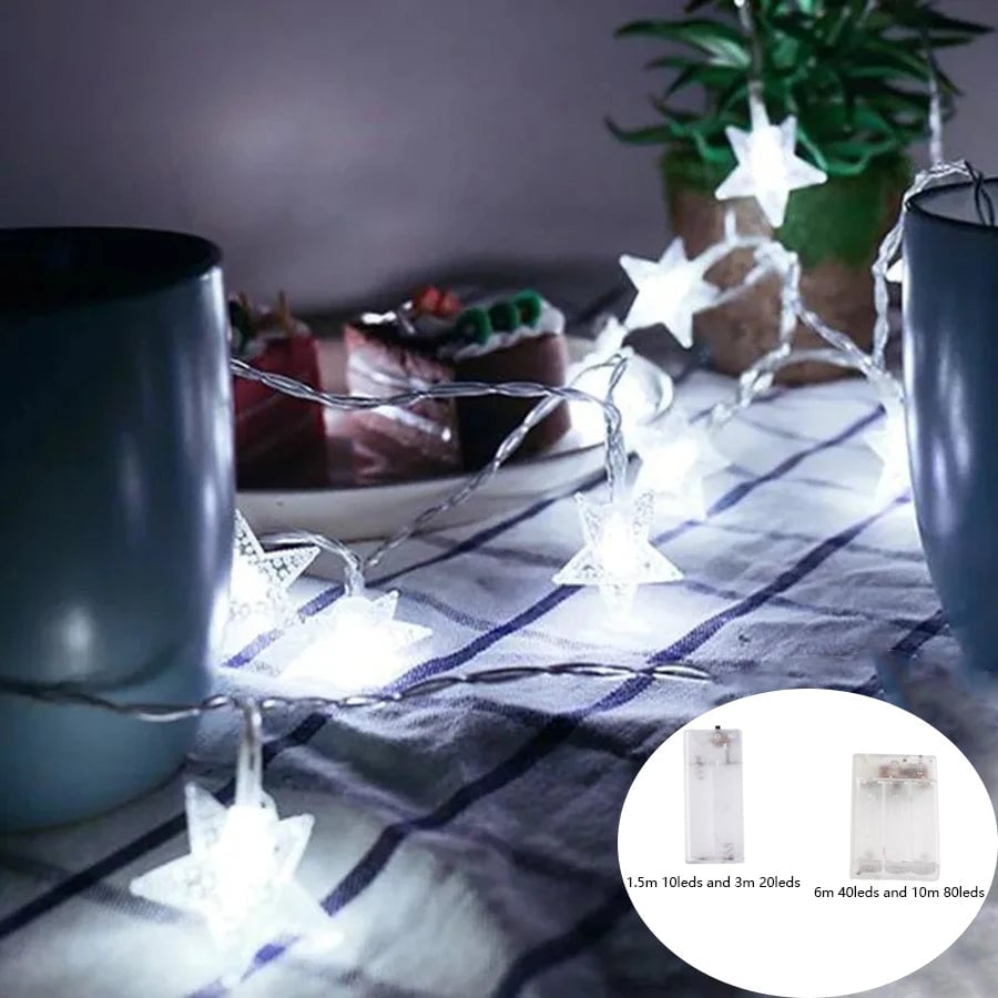 LED Star String Lights 20ft USB Battery Warm White Fairy Lights