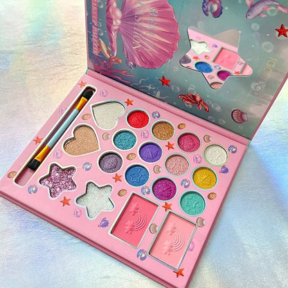 18-Color Fluorescent Pink Matte Eyeshadow Palette with Mirror