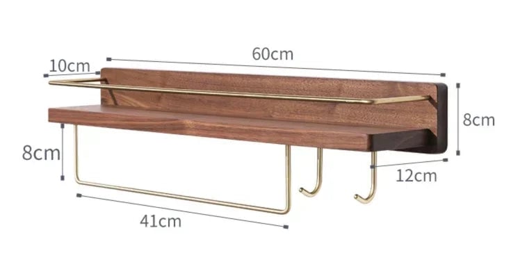 Wall Mounted Wooden Towel Rack Paper Holder Bathroom Storage Shelf