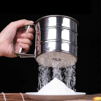 Stainless Steel Hand Held Flour Sieve - Fine Mesh Baking Sifter