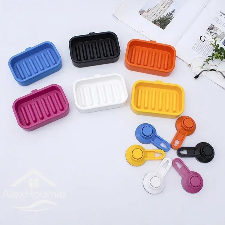 Suction Cup Soap Holder Box - Waterproof Bathroom Storage Tray