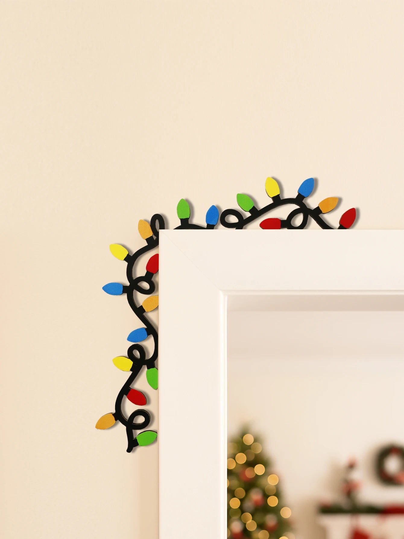 Christmas Door Frame Decoration - Colorful Branch Wall Decor Xmas