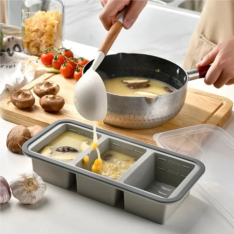 Giant Silicone Ice Cube Tray with Lid - Large Food Storage Mold