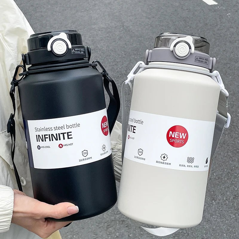 2000ml Stainless Steel Thermos Mug - Insulated Water Bottle Handle