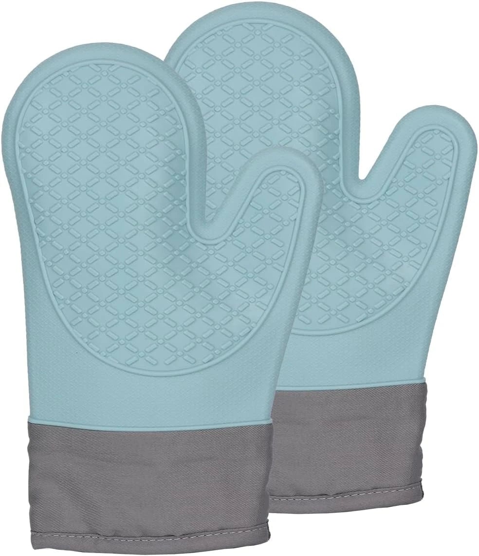 Heat Resistant Silicone Oven Gloves 600°F - 2 Piece Non-Slip Set