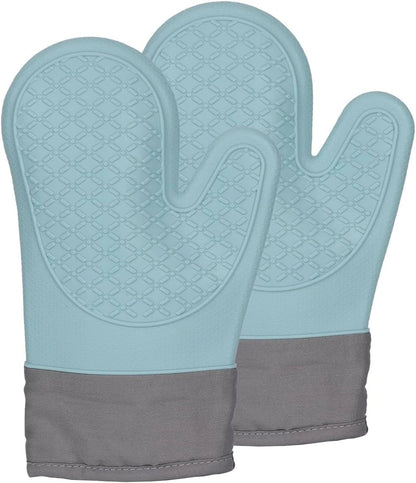 Heat Resistant Silicone Oven Gloves 600°F - 2 Piece Non-Slip Set