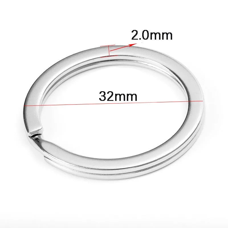 20pcs Stainless Steel Split Key Rings 20-35mm Round Flat Line