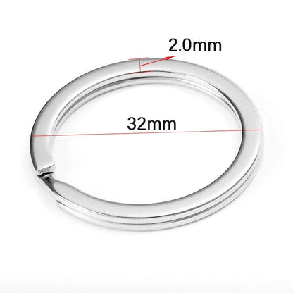 20pcs Stainless Steel Split Key Rings 20-35mm Round Flat Line