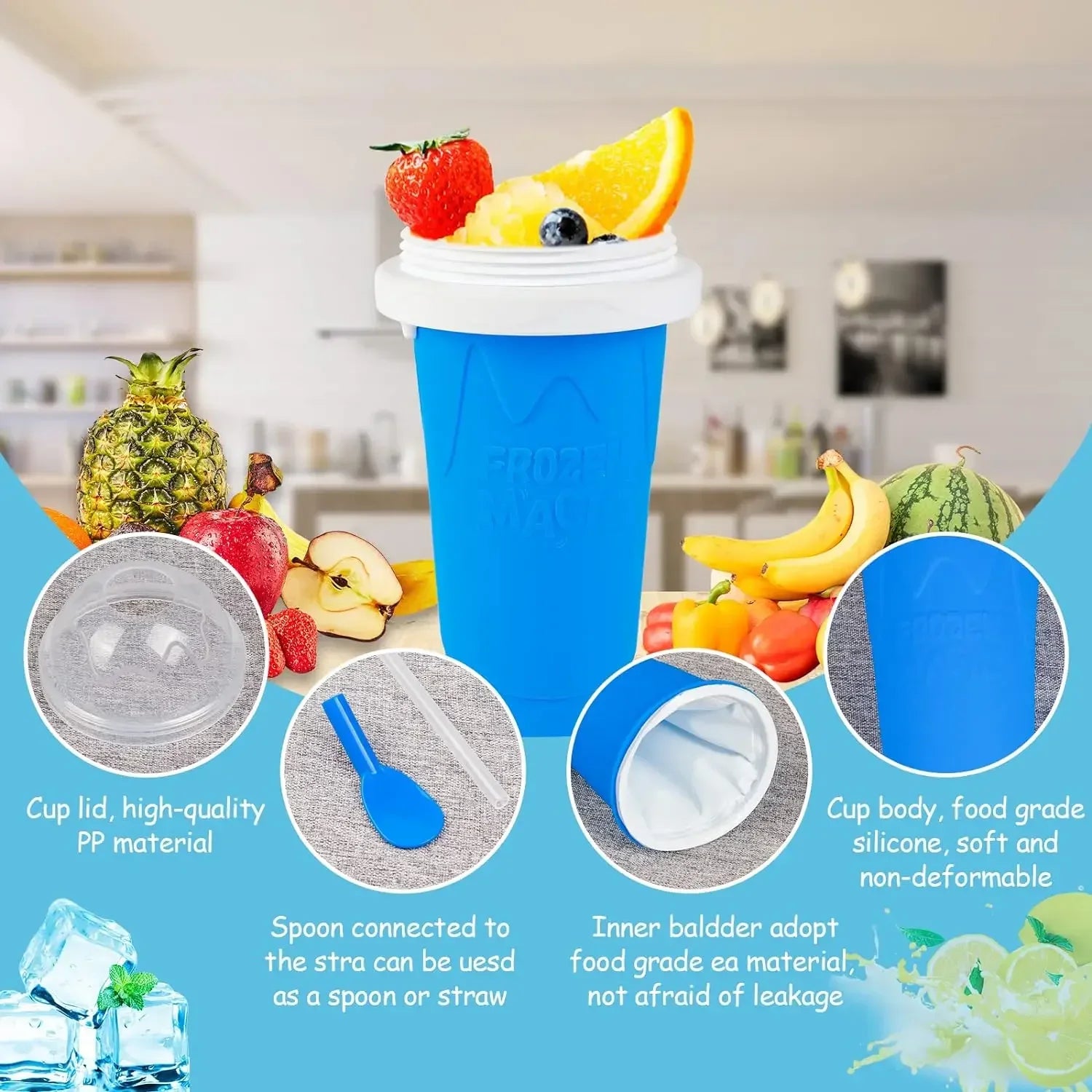 DIY Frozen Smoothie Maker Cup - Portable Slushie Ice Cream Bottle