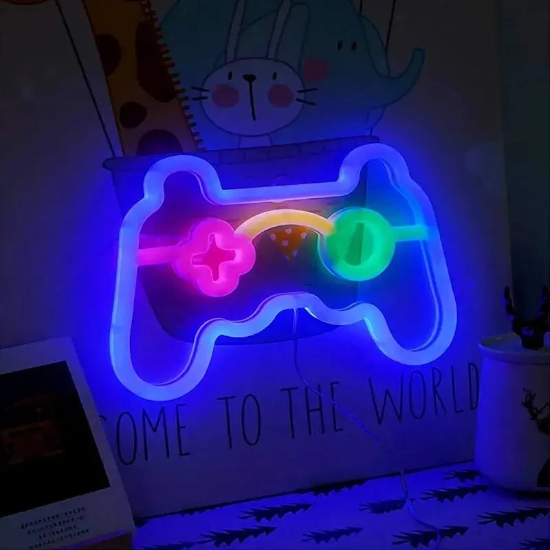LED Game Controller Neon Sign Light - USB/Battery Gaming Room Decor