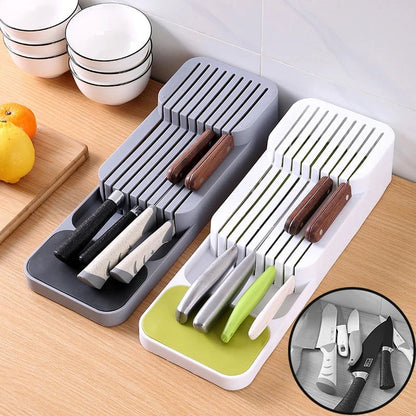 Multi-Compartment Kitchen Cutlery Organizer with Spice Storage Box