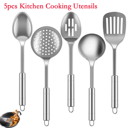 5-Piece Stainless Steel Kitchen Utensil Set - Spatula Spoon Tools