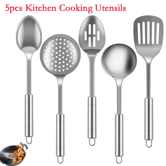 5-Piece Stainless Steel Kitchen Utensil Set - Spatula Spoon Tools
