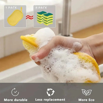 Dual-Sided Microfiber Cleaning Sponges - Reusable Odorless Scrub Pads
