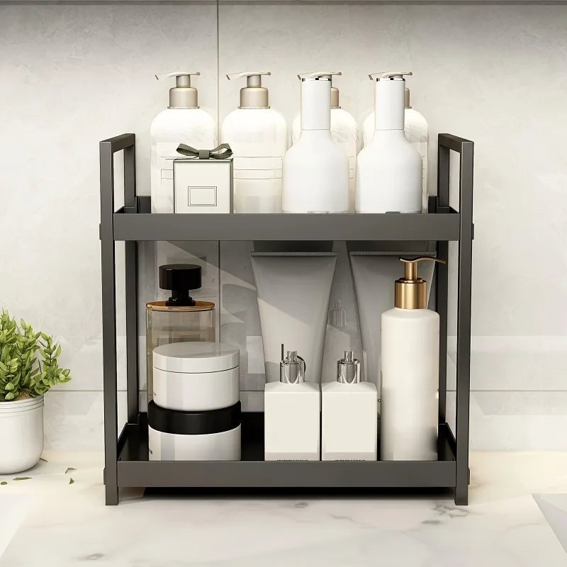 2-Tier Countertop Organizer - Cosmetic Storage Rack for Bathroom