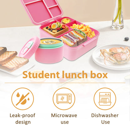 1700ml Sealed Lunch Box Set with Utensils & Soup Bowl Portable