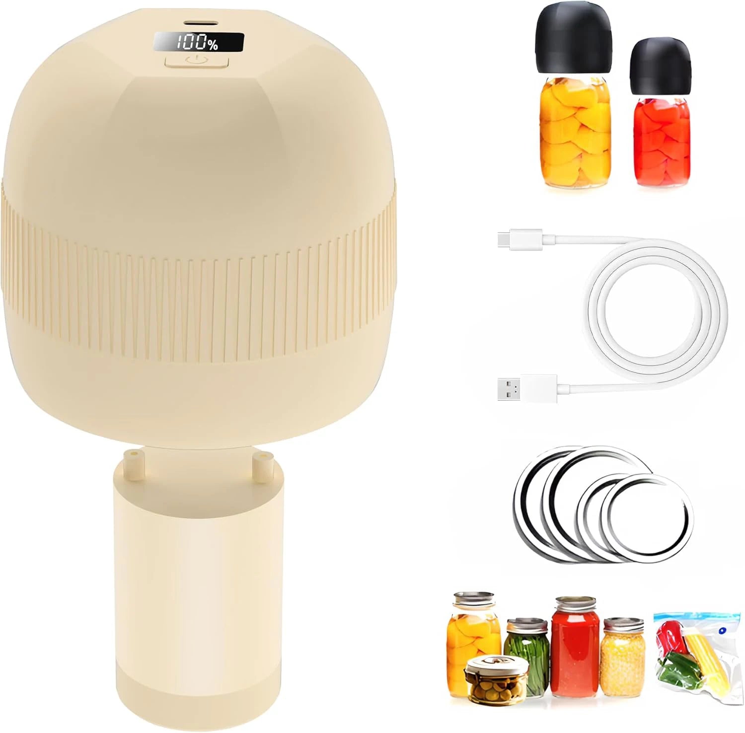 Electric Mason Jar Vacuum Sealer Kit - 5x Longer Food Freshness