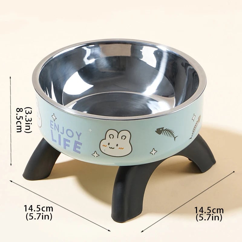 Raised Stainless Steel Pet Bowl - Elevated Dog Cat Feeder Stand