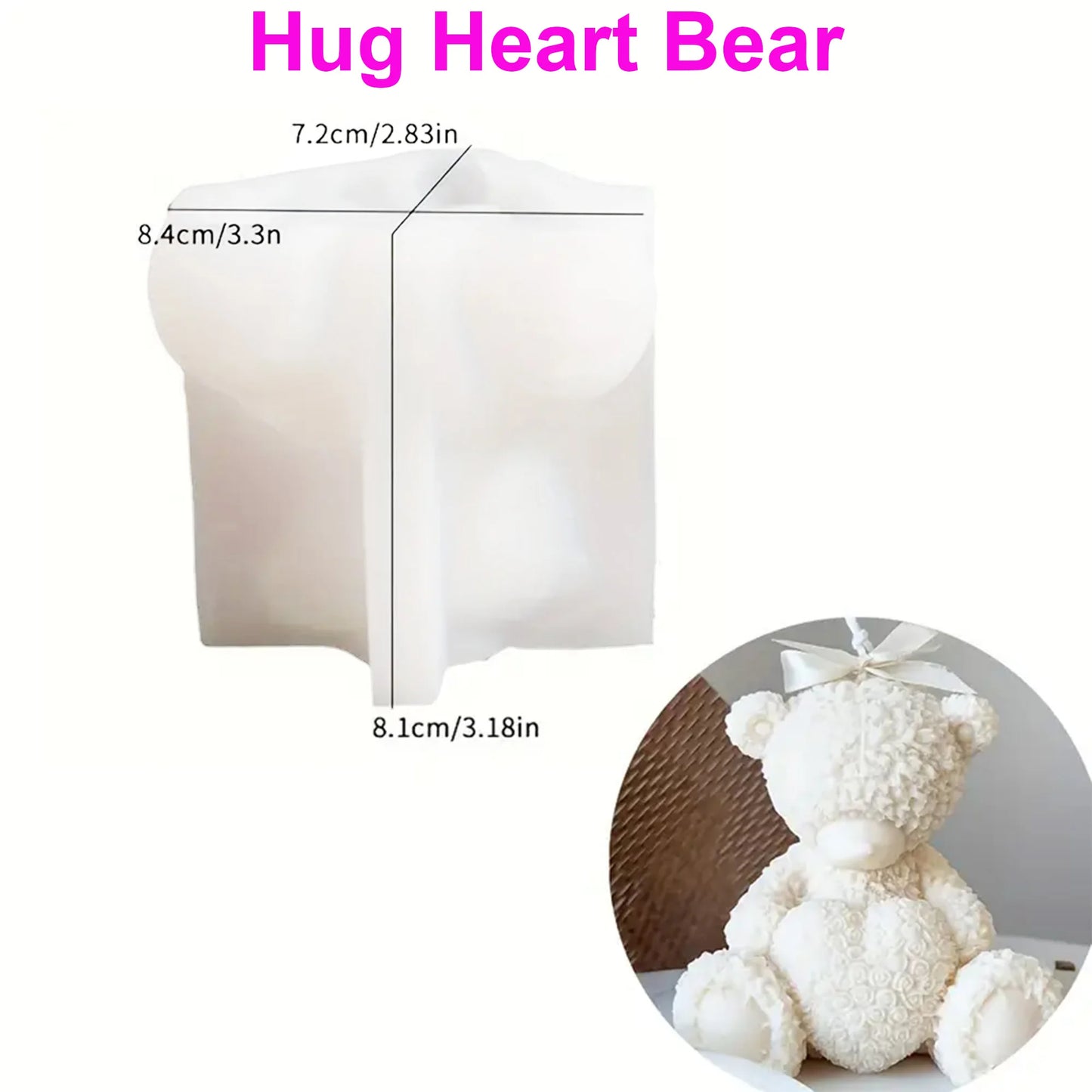 Hug Heart Bear Silicone Mold for Candle Resin Gypsum DIY Crafting