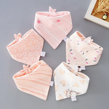 Cotton Triangle Bandana Bibs Set - Waterproof Baby Saliva Towels 5pc