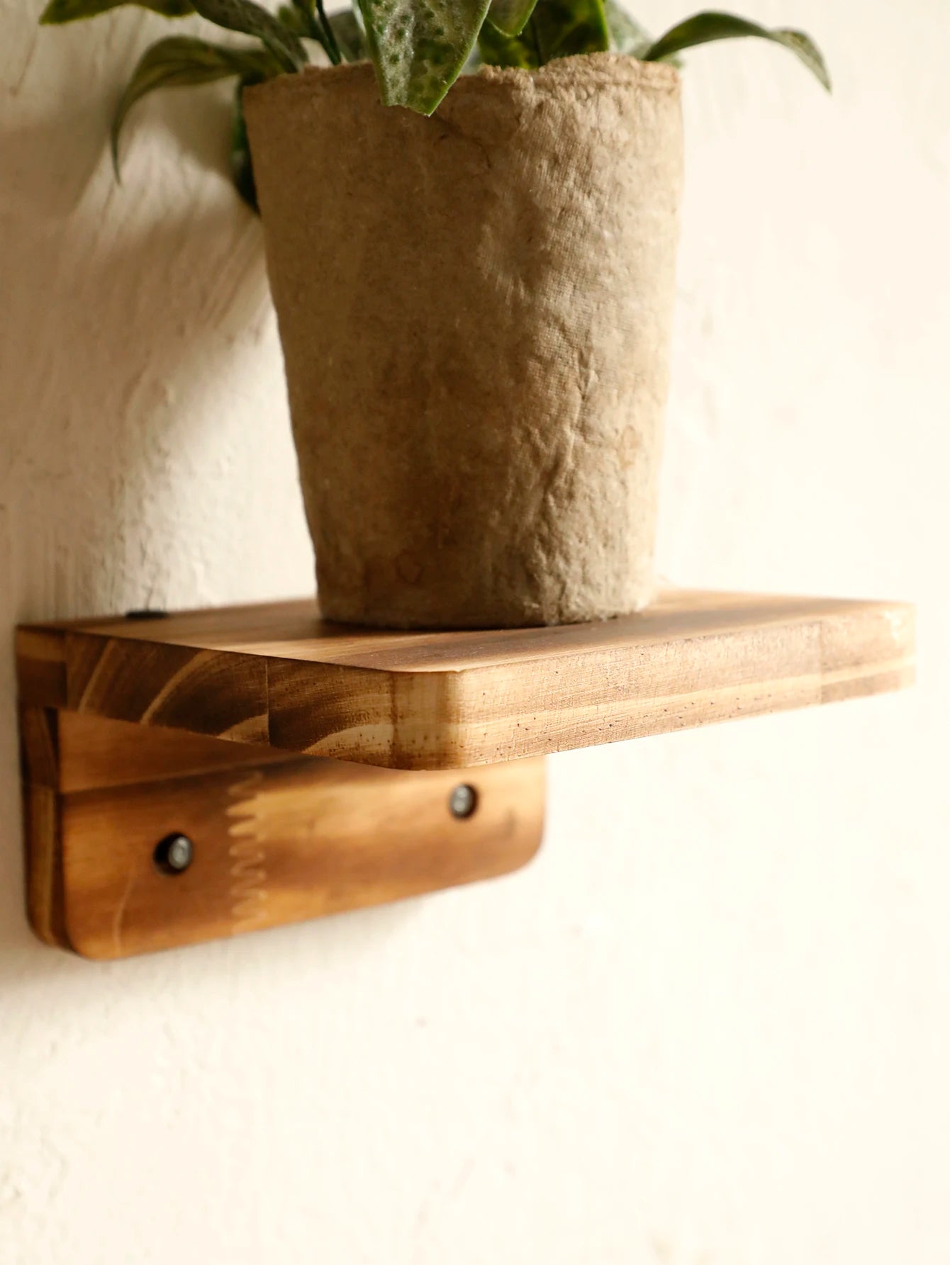 Square Wooden Floating Wall Shelf Rustic Ledge Boho Display Storage