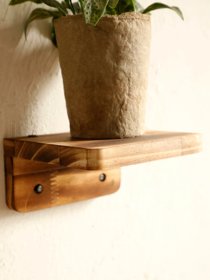 Square Wooden Floating Wall Shelf Rustic Ledge Boho Display Storage