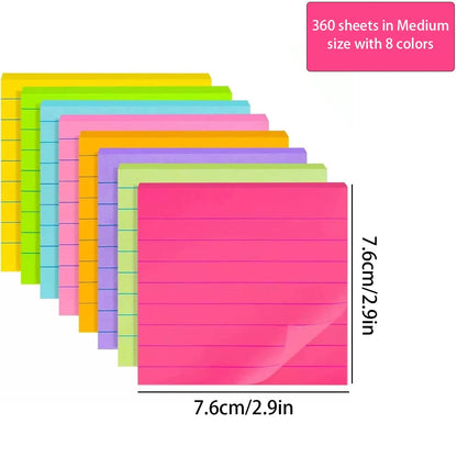 200 Sheet Lined Sticky Notes 4-Color Pack Self-Adhesive Markers