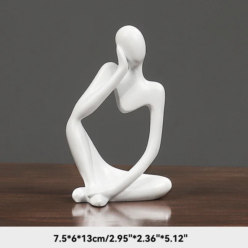 Sand Color Abstract Thinker Statue - Yoga Meditation Figurine Decor