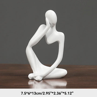 Sand Color Abstract Thinker Statue - Yoga Meditation Figurine Decor