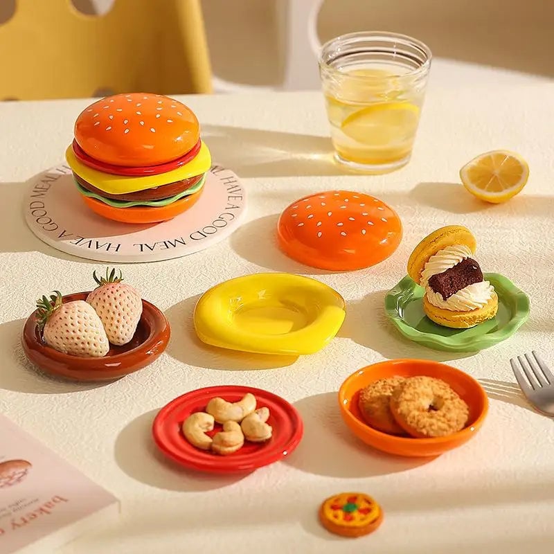 6-Layer Stackable Hamburger Plate Set PP Dinner Plates Sauce Container