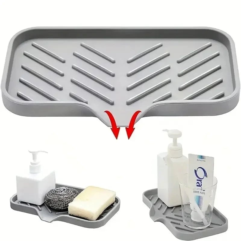 Silicone Sink Caddy with Drain - Soap Sponge Storage Organizer