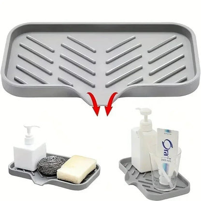 Silicone Sink Caddy with Drain - Soap Sponge Storage Organizer