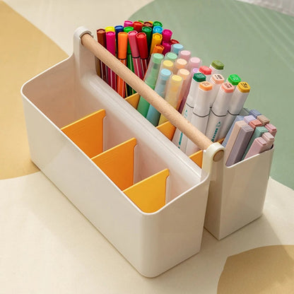 Large Capacity Desktop Pen Holder - Multi-Compartment Stationery Box
