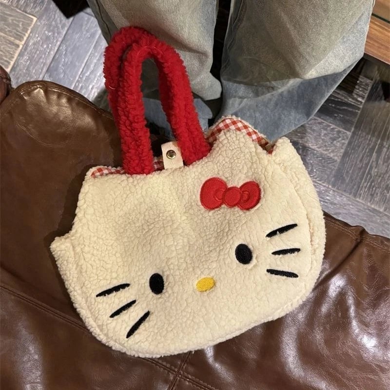 Hello Kitty Plush Shoulder Bag - Large Capacity Anime Handbag