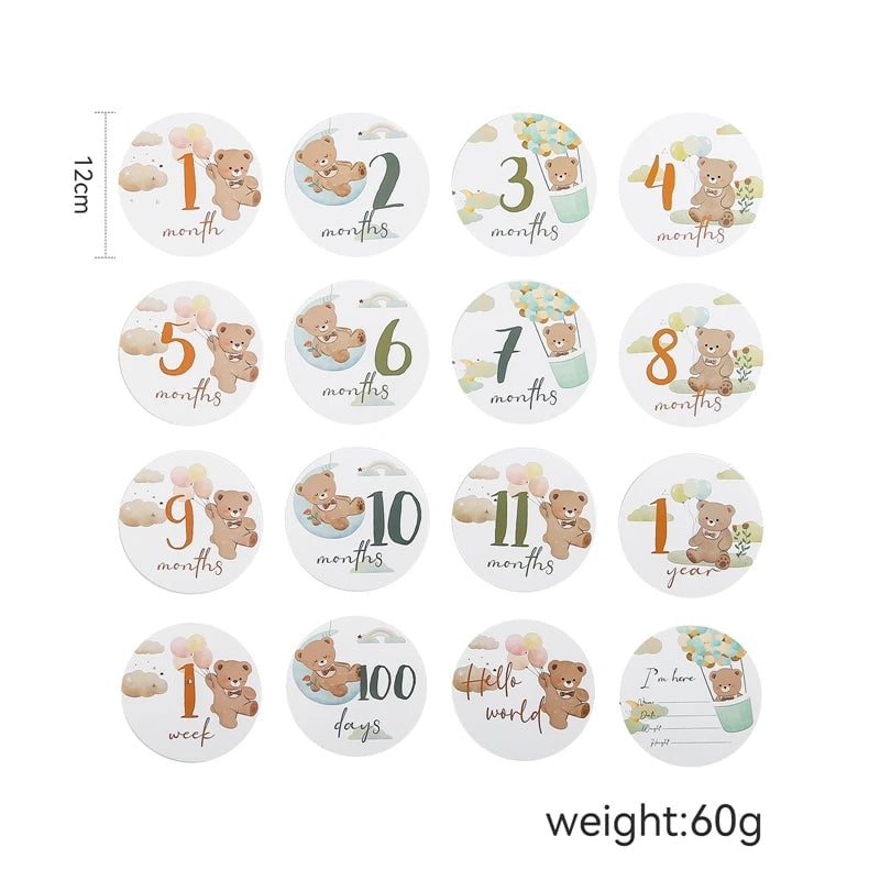 Wooden Baby Milestone Number Cards Monthly Newborn Photography Props