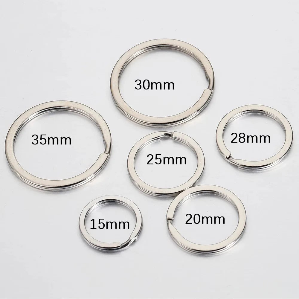 20pcs Stainless Steel Split Key Rings 20-35mm Round Flat Line