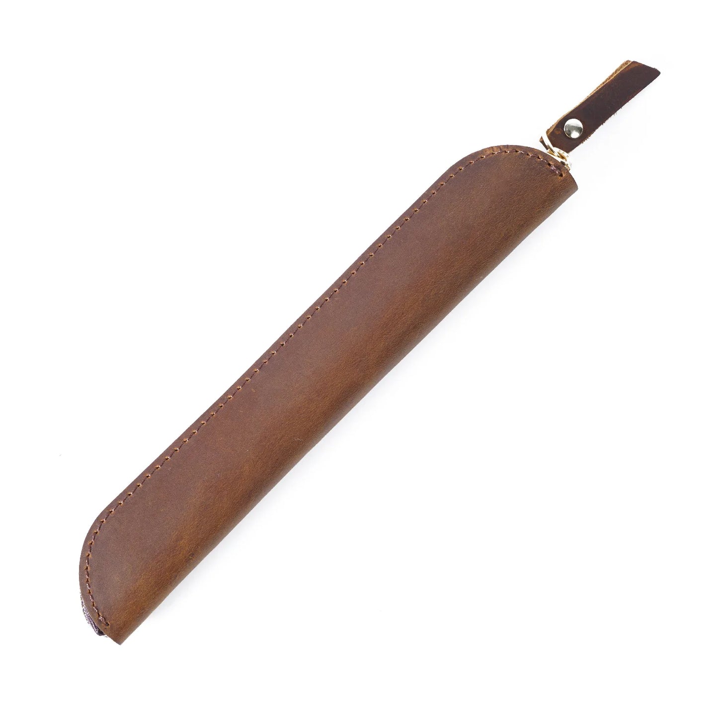 Handmade Cowhide Leather Single Pen Case Travel Protective Sheath