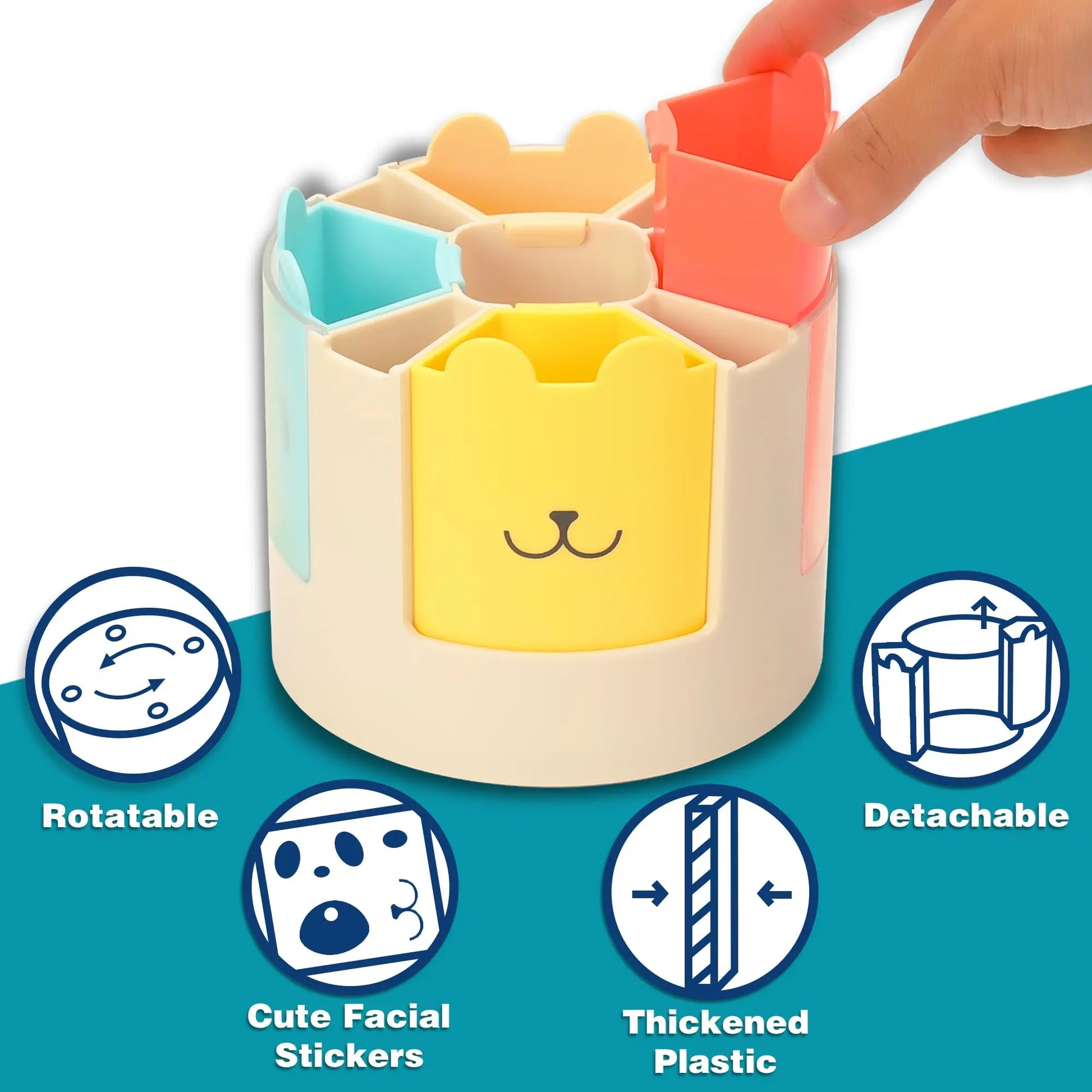 360° Rotating Pen Holder - 4 Detachable Slots Desk Organizer