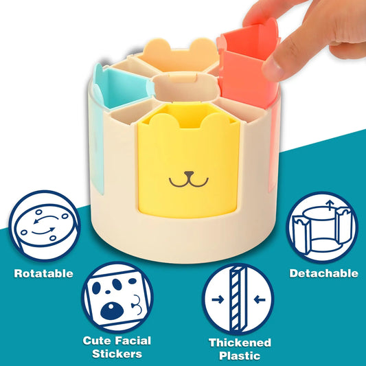 360° Rotating Pen Holder - 4 Detachable Slots Desk Organizer