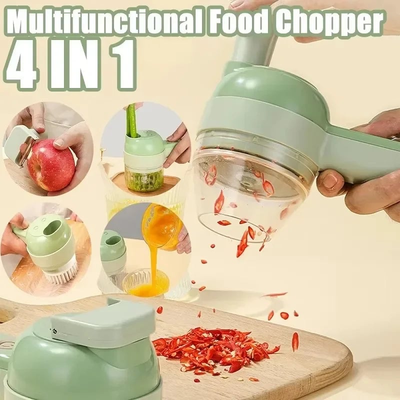 4-in-1 Electric Vegetable Cutter Slicer Chopper Garlic Grinder