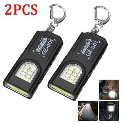 Mini COB LED Keychain Flashlight USB Rechargeable Waterproof Light