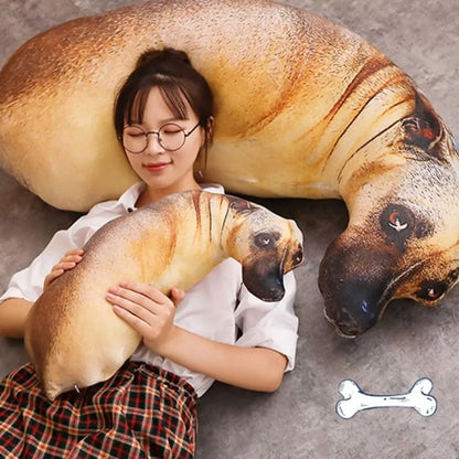 3D Lifelike Dog Head Throw Pillow - Cute Animal Print Cushion Toy