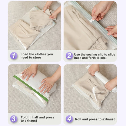 2-Pack Roll Up Compression Bags No Pump Required Travel Storage