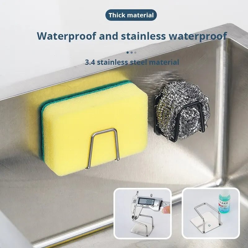 Stainless Steel Sink Sponge Rack Drainer for Kitchen Cleaning
