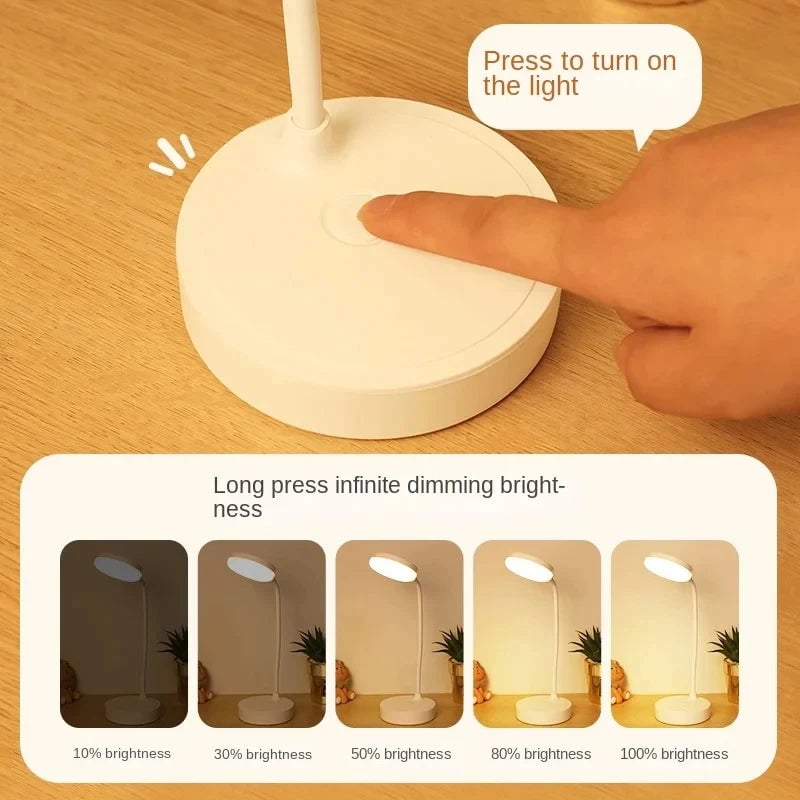 LED Desk Lamp USB Rechargeable 3-Level Dimmable Eye Care Table Light