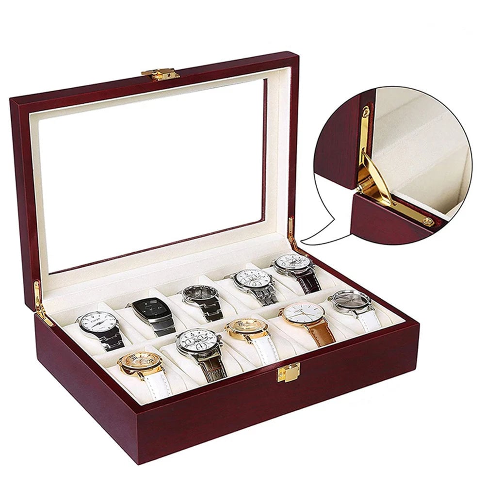Luxury Wood Watch Storage Box 1-12 Grid Organizer Display Case