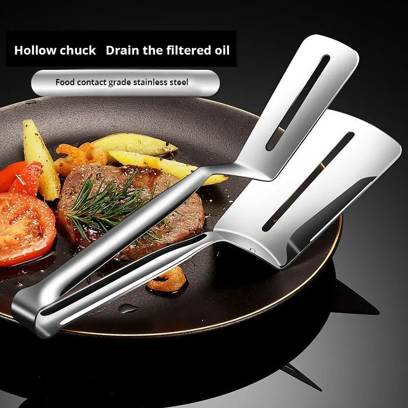 Stainless Steel Food Tongs - Steak Pancake Fish BBQ Kitchen Clip