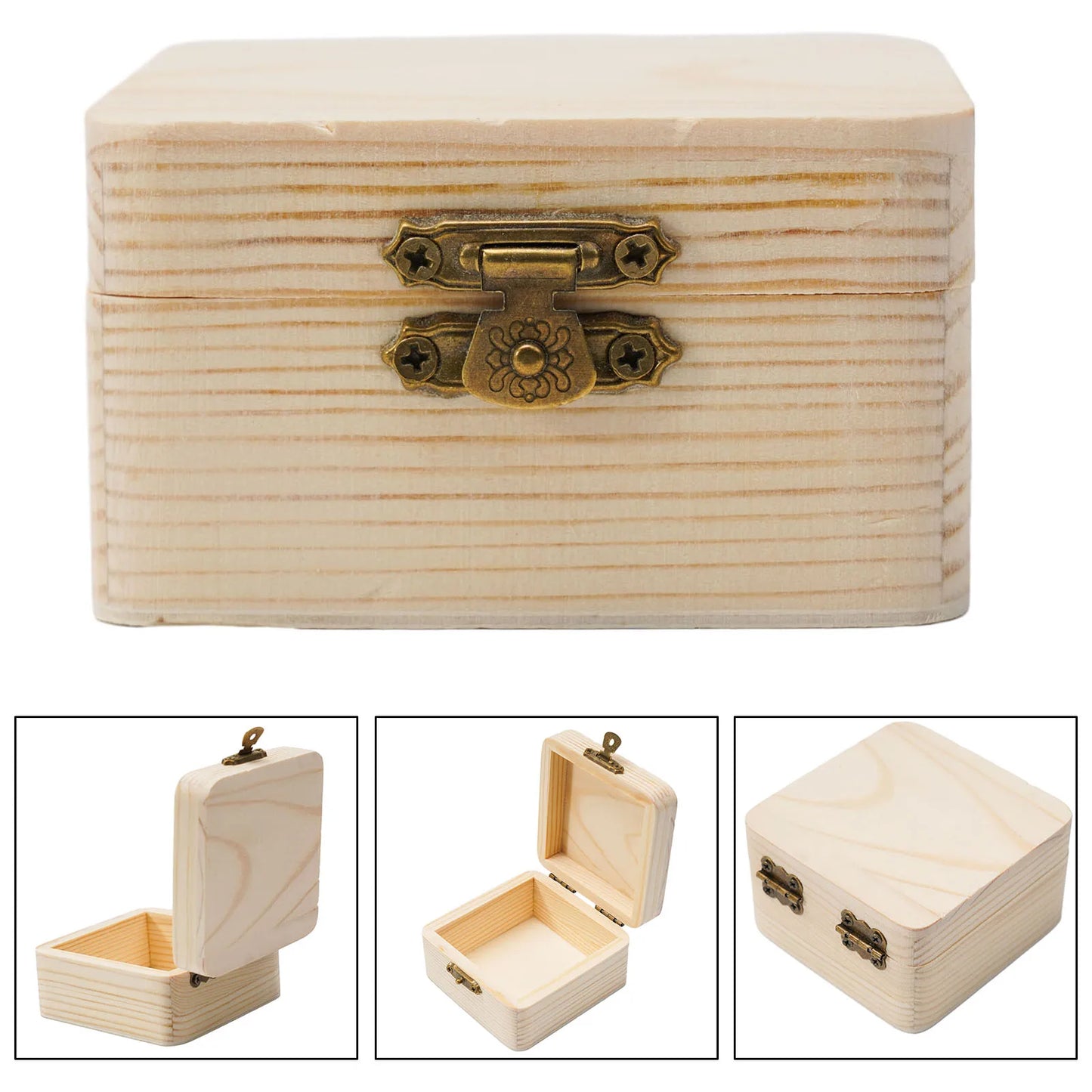 Natural Wood Storage Box 8x8x4.5cm - Small Gift Packing Container