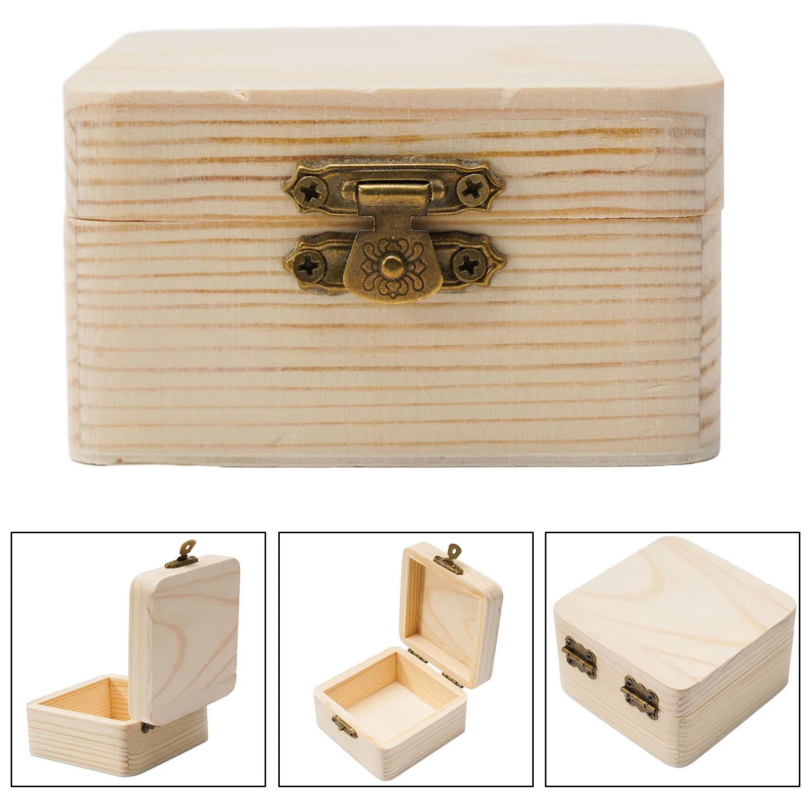Natural Wood Storage Box 8x8x4.5cm - Small Gift Packing Container