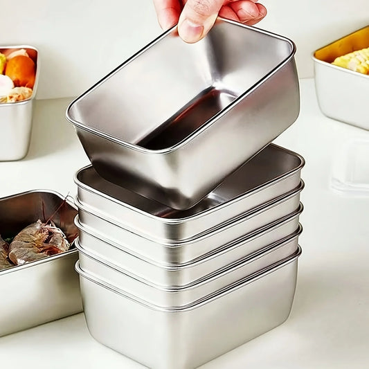 6-Piece Stainless Steel Food Storage Containers - Leakproof & Stackable